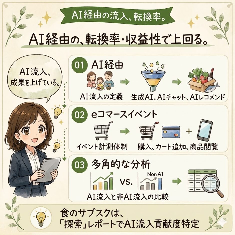 AI流入が転換率で逆転。健康食品・美容ECのGA4計測設計