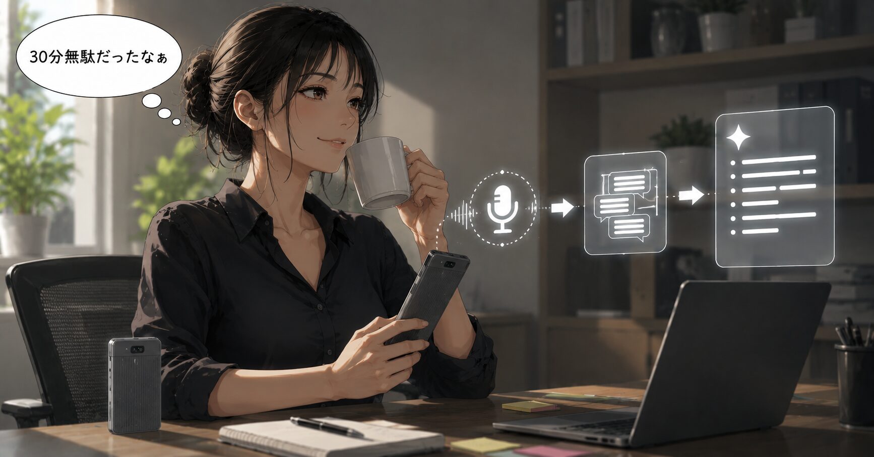 Plaudで自動化が進み、時間を有意義に使っている女性