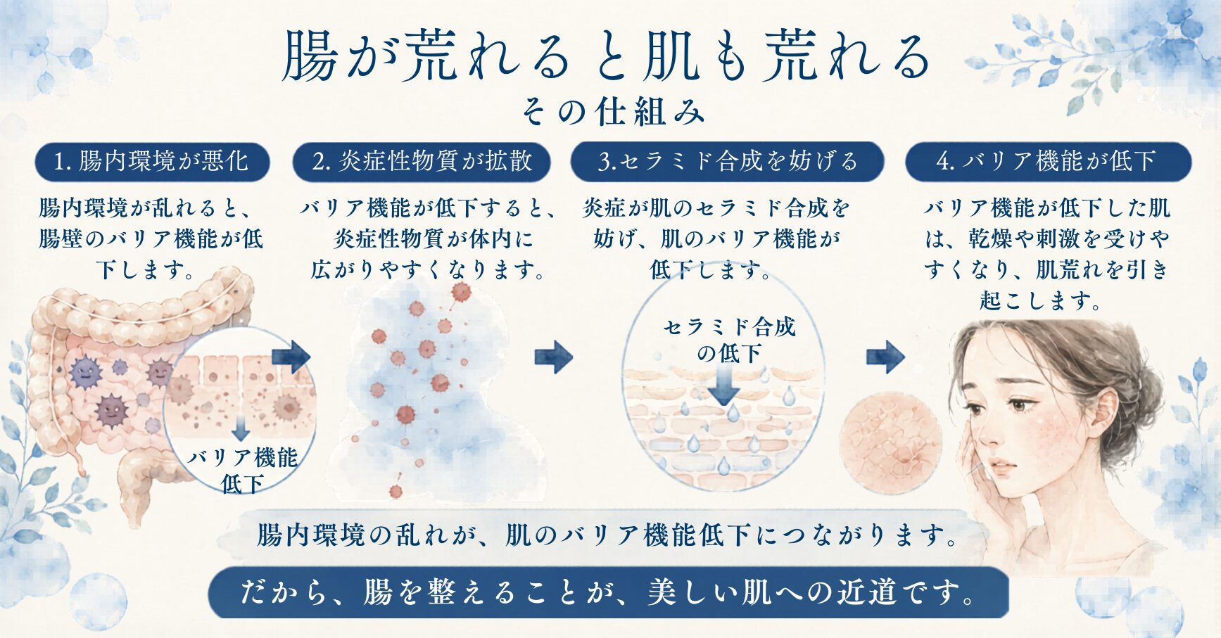 「腸が荒れると肌も荒れる」という仕組み