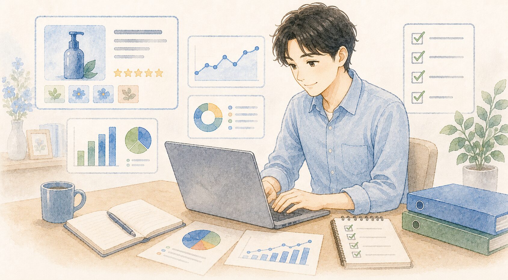 EC担当者がデータをチェックしている