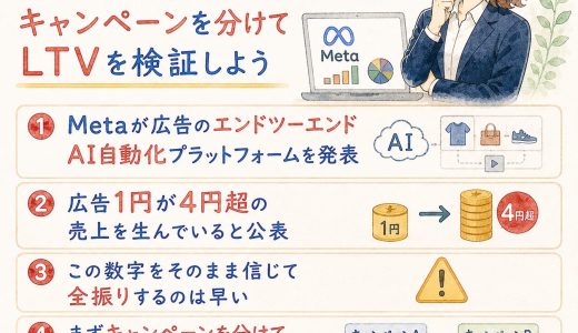MetaがAI広告の全自動化を発表。全振りする前にキャンペーンを分けてLTVを検証しよう
