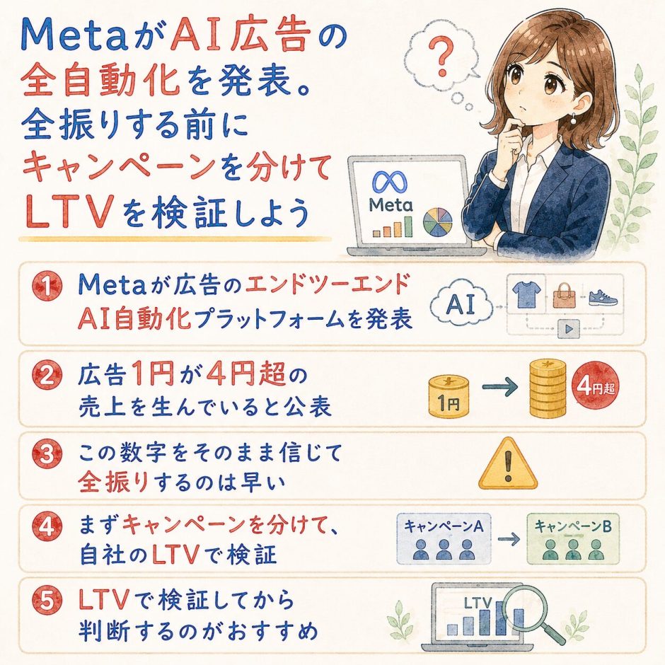 MetaがAI広告の全自動化